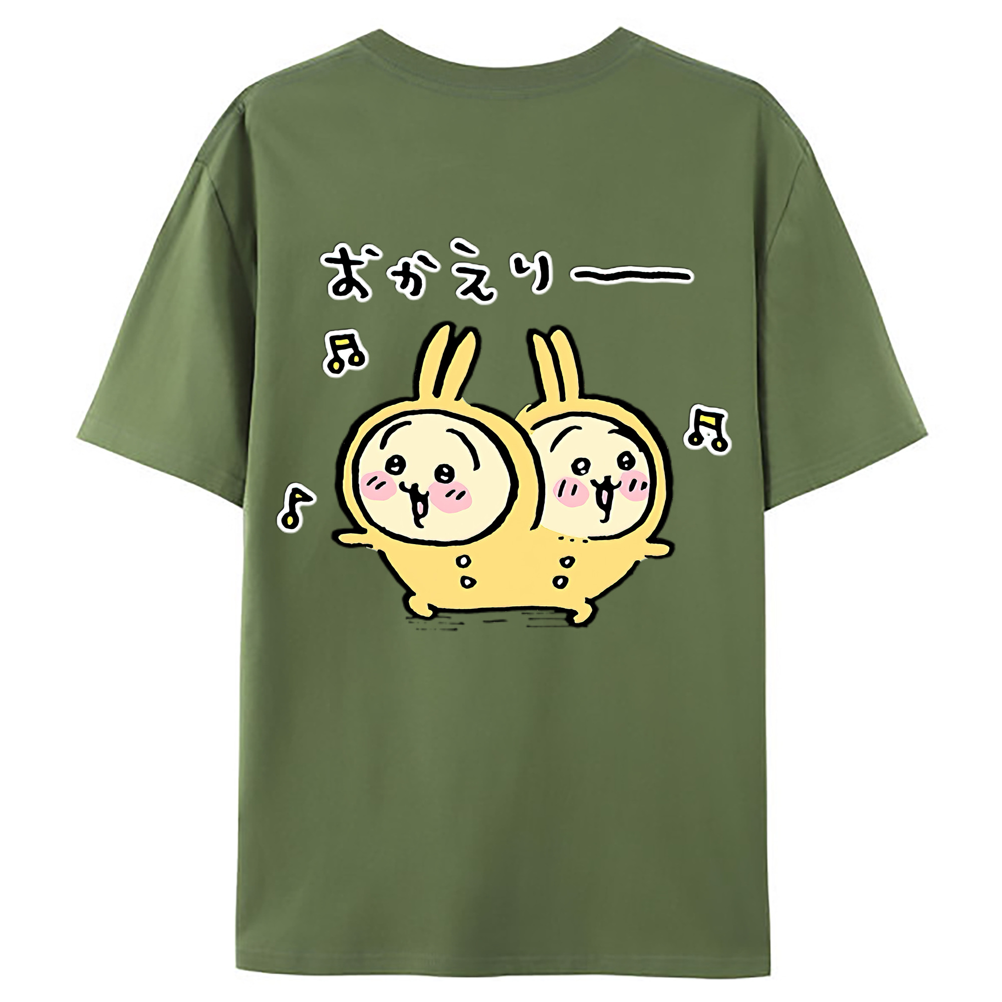 （画像用） ちいかわ うさぎ Chii-kawa usagi 綿100％ メンズ半袖Tシャツ（バックプリント） 通気性